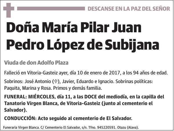 María Pilar Juan Pedro López de Subijana