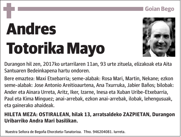 Andres Totorika Mayo Durangon