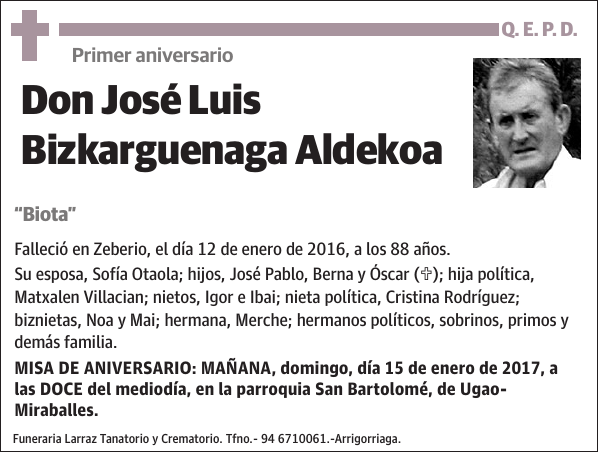 José Luis Bizkarguenaga Aldekoa