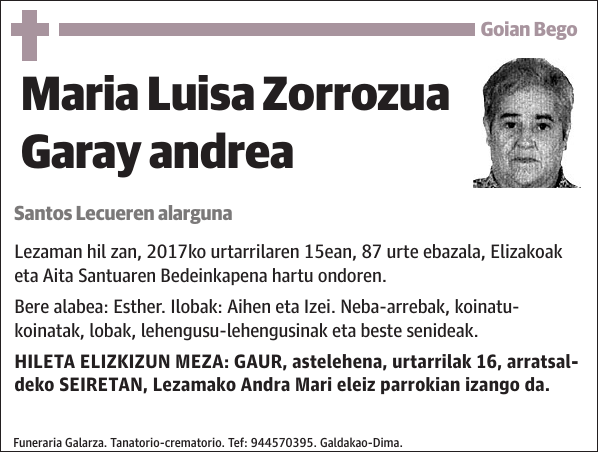 Maria Luisa Zorrozua Garay