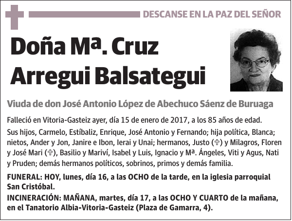 Mª. Cruz Arregui Balsategui