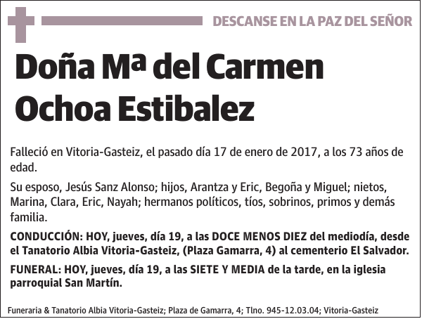 Mª del Carmen Ochoa Estibalez