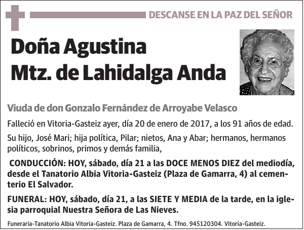 Agustina Mtz. de Lahidalga Anda