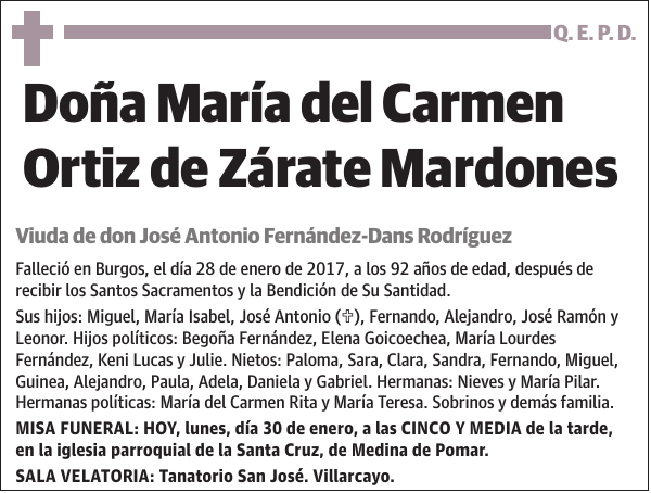 María del Carmen Ortiz de Zárate Mardones