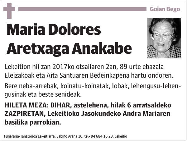 Maria Dolores Aretxaga Anakabe