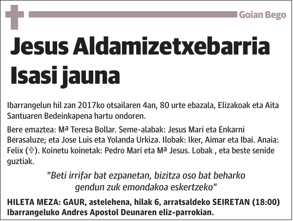 Jesus Aldamizetxebarria Isasi