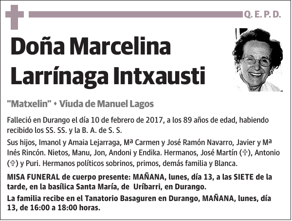 Marcelina Larrínaga Intxausti