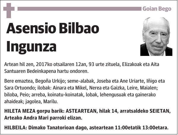 Asensio Bilbao Ingunza Artean