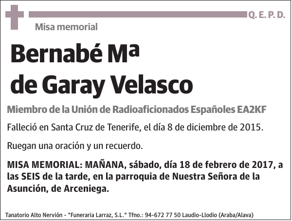 Bernabé Mª de Garay Velasco