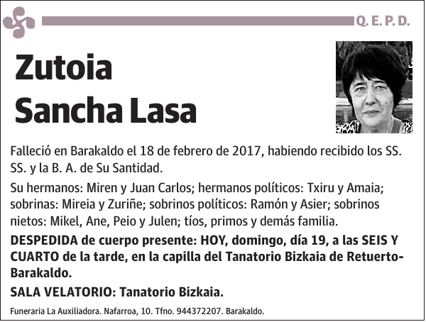 Zutoia Sancha Lasa