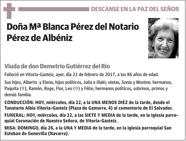 Mª Blanca Pérez del Notario Pérez de Albéniz