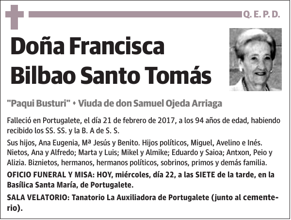 Francisca Bilbao Santo Tomás