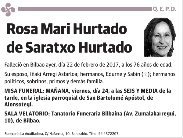 Rosa Mari Hurtado de Saratxo Hurtado