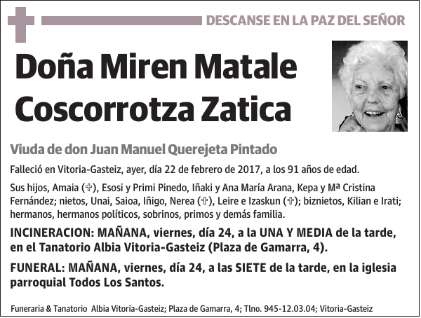 Miren Matale Coscorrotza Zatica