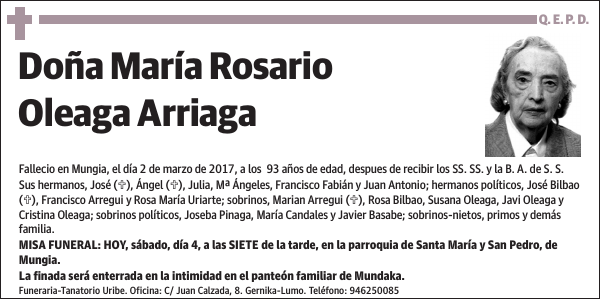 María Rosario Oleaga Arriaga