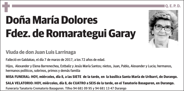 María Dolores Fdez. de Romarategui Garay