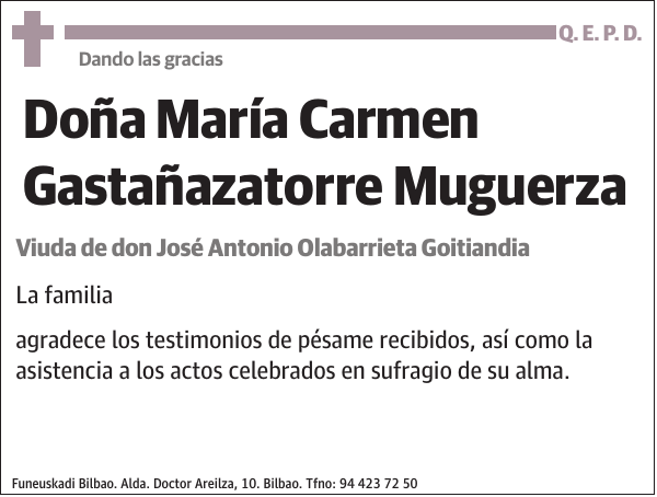 María Carmen Gastañazatorre Muguerza