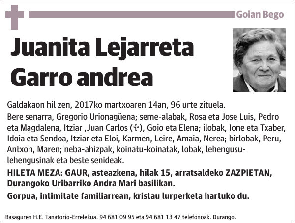 Juanita Lejarreta Garro