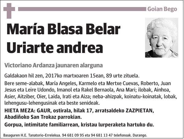 María Blasa Belar Uriarte