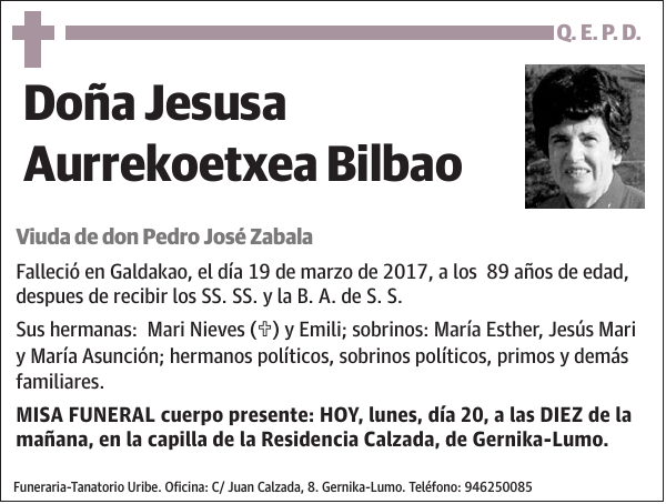 Jesusa Aurrekoetxea Bilbao