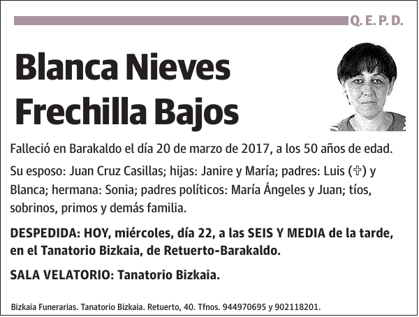 Blanca Nieves Frechilla Bajos