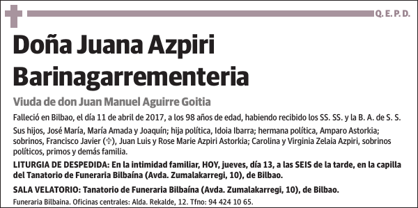 Juana Azpiri Barinagarrementeria