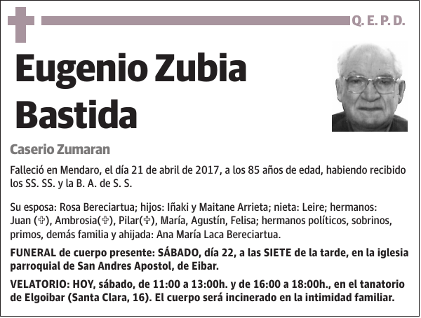 Eugenio Zubia Bastida Caserio Zumaran