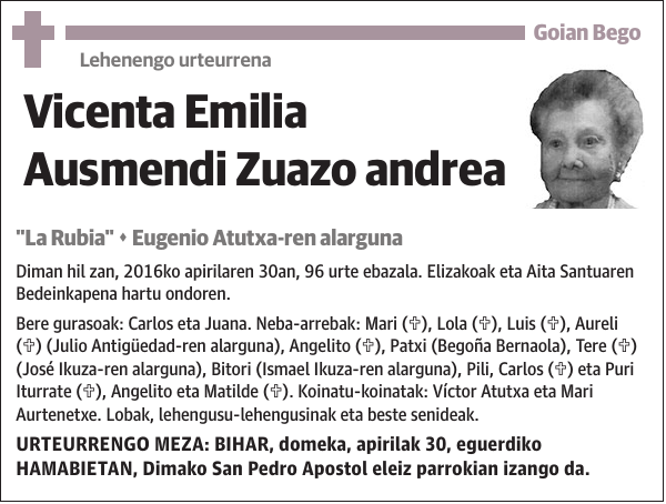 Vicenta Emilia Ausmendi Zuazo