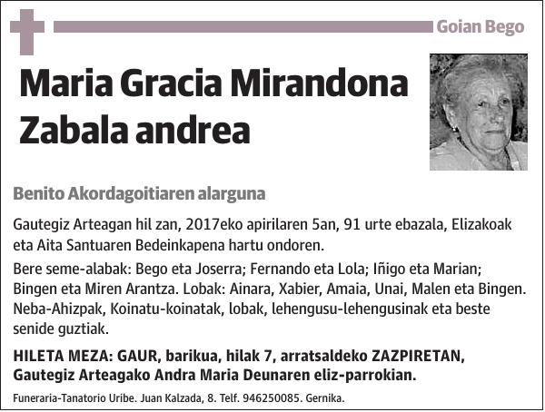 Maria Gracia Mirandona Zabala