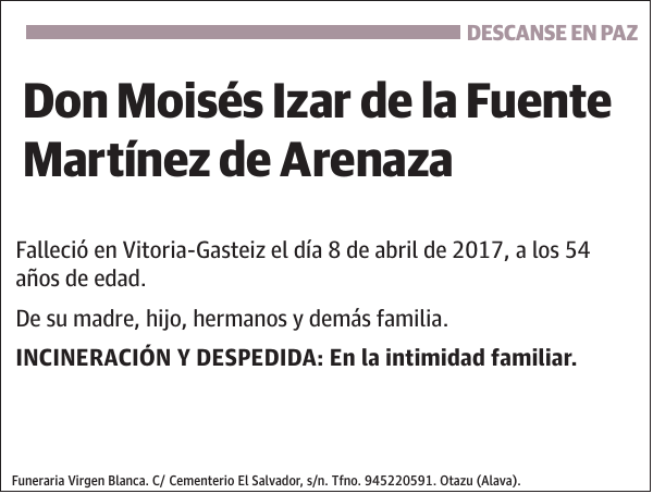 Moisés Izar de la Fuente Martínez de Arenaza