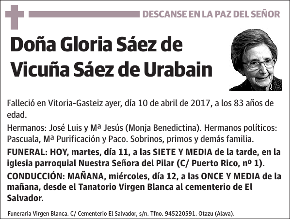 Gloria Sáez de Vicuña Sáez de Urabain