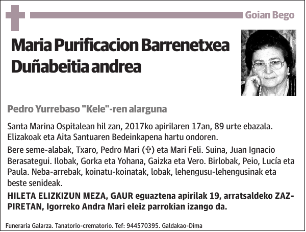 Maria Purificacion Barrenetxea Duñabeitia