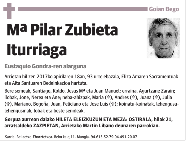 Mª Pilar Zubieta Iturriaga