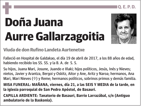 Juana Aurre Gallarzagoitia