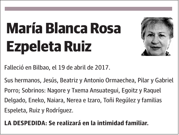 María Blanca Rosa Ezpeleta Ruiz