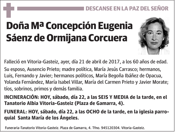 Mª Concepción Eugenia Sáenz de Ormijana Corcuera