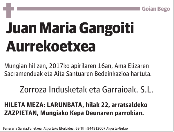 Juan Maria Gangoiti Aurrekoetxea