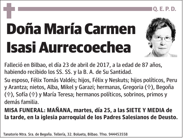 María Carmen Isasi Aurrecoechea