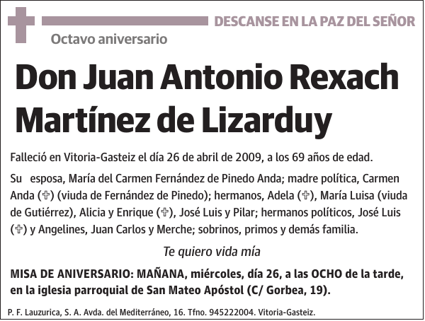 Juan Antonio Rexach Martínez de Lizarduy