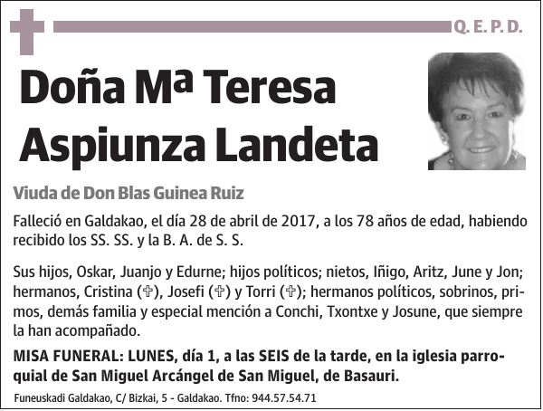 Mª Teresa Aspiunza Landeta