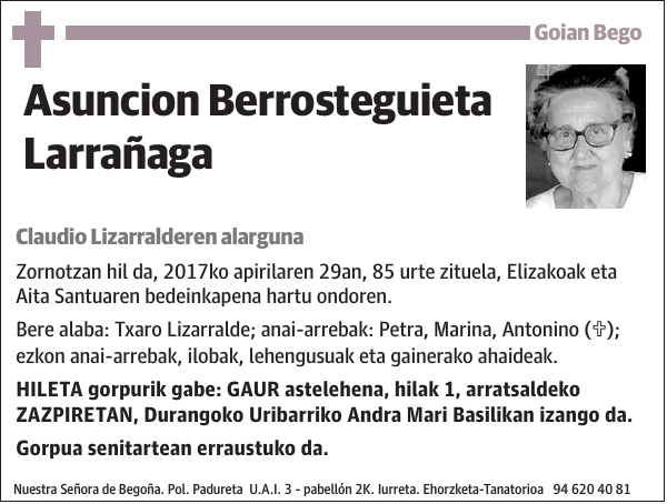 Asuncion Berrosteguieta Larrañaga