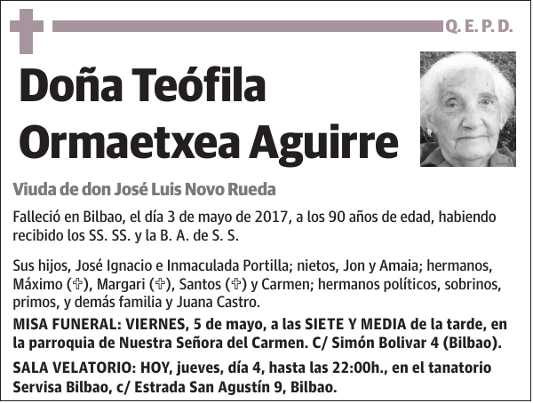 Teófila Ormaetxea Aguirre