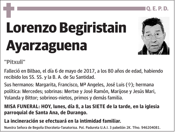 Lorenzo Begiristain Ayarzaguena