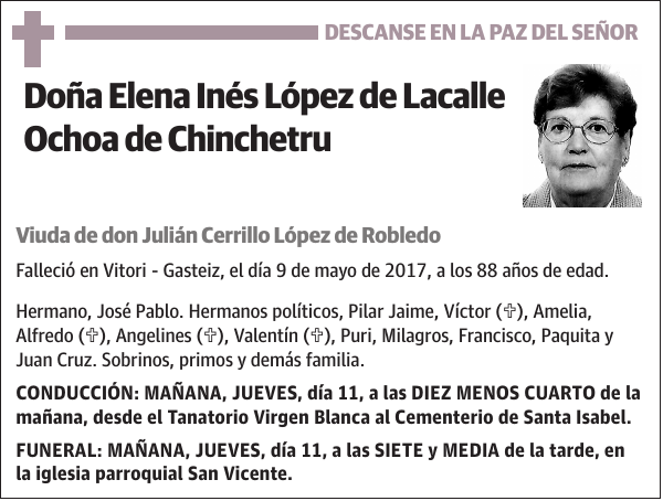 Elena Inés López de Lacalle Ochoa de Chinchetru