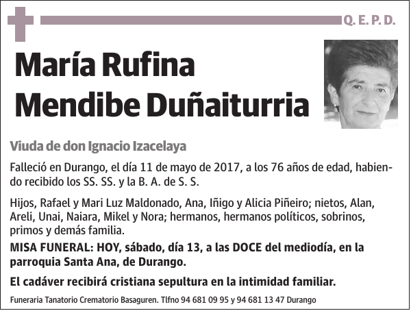 María Rufina Mendibe Duñaiturria