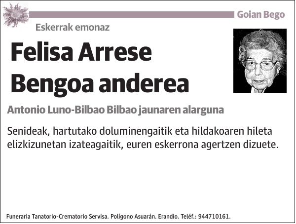 Felisa Arrese Bengoa anderea