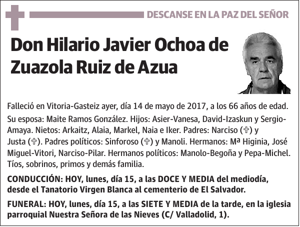 Hilario Javier Ochoa de Zuazola Ruiz de Azua