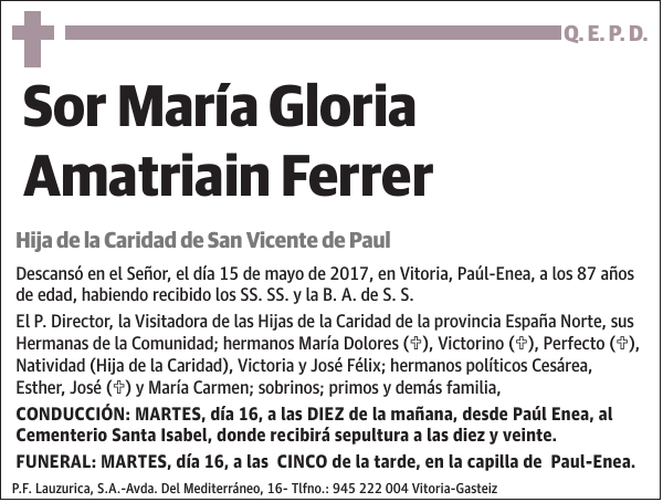 Sor María Gloria Amatriain Ferrer