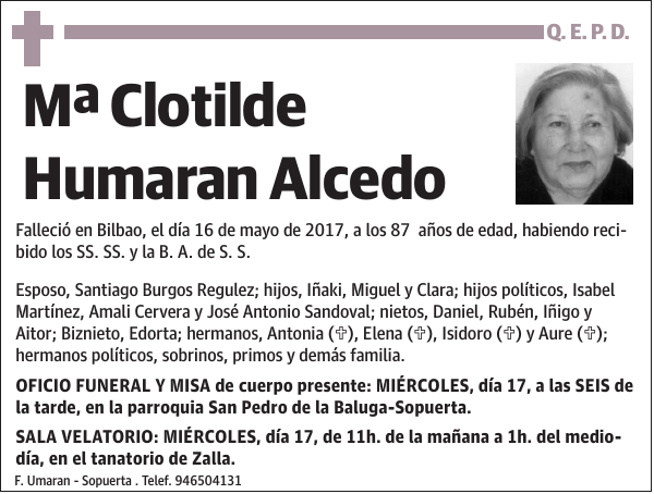 Mª Clotilde Humaran Alcedo