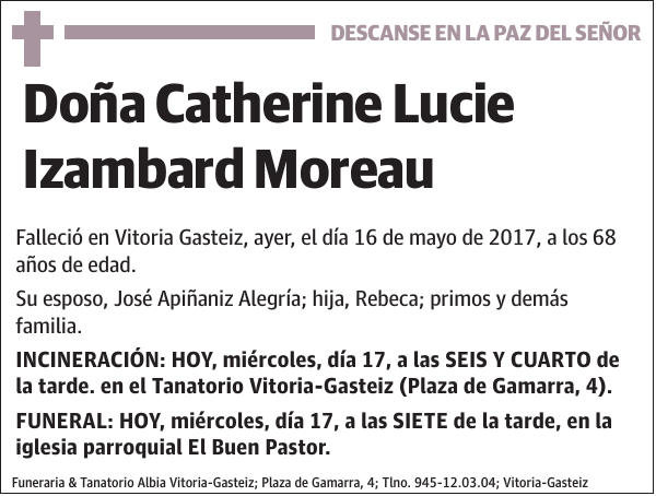 Catherine Lucie Izambard Moreau